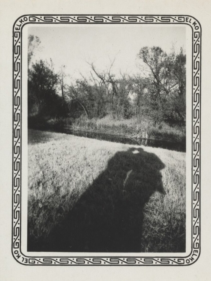 Untitled (Shadow of two figures across grass)