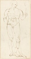 Male Nude Holding a Mirror [recto], Albrecht Dürer, c. 1500