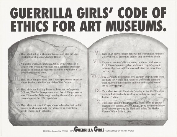 Guerrilla Girls' Code of Ethics for Art Museums