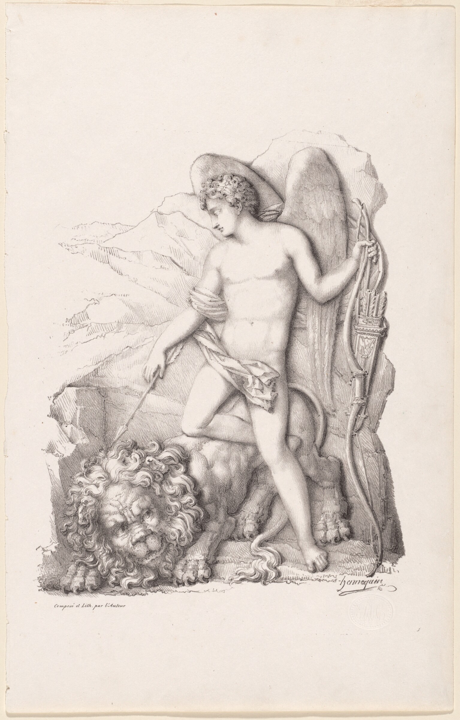 L’Amour terrassant un lion (Personification of Love Vanquishing a Lion), Philippe-Auguste Hennequin, 1825