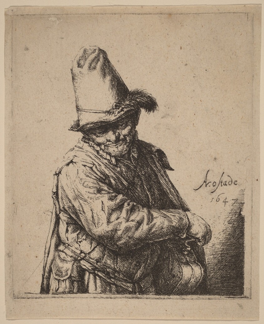Hurdy-Gurdy Player in a Tall Hat