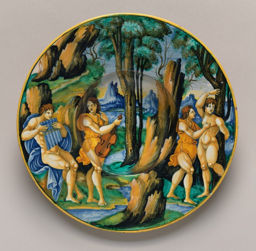 Plate with Apollo and Marsyas