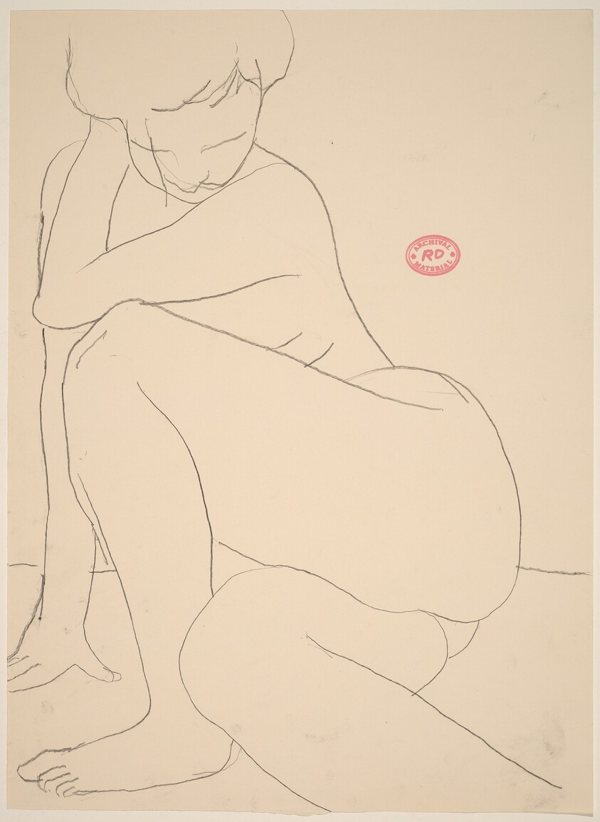 Untitled [seated nude pulling back]