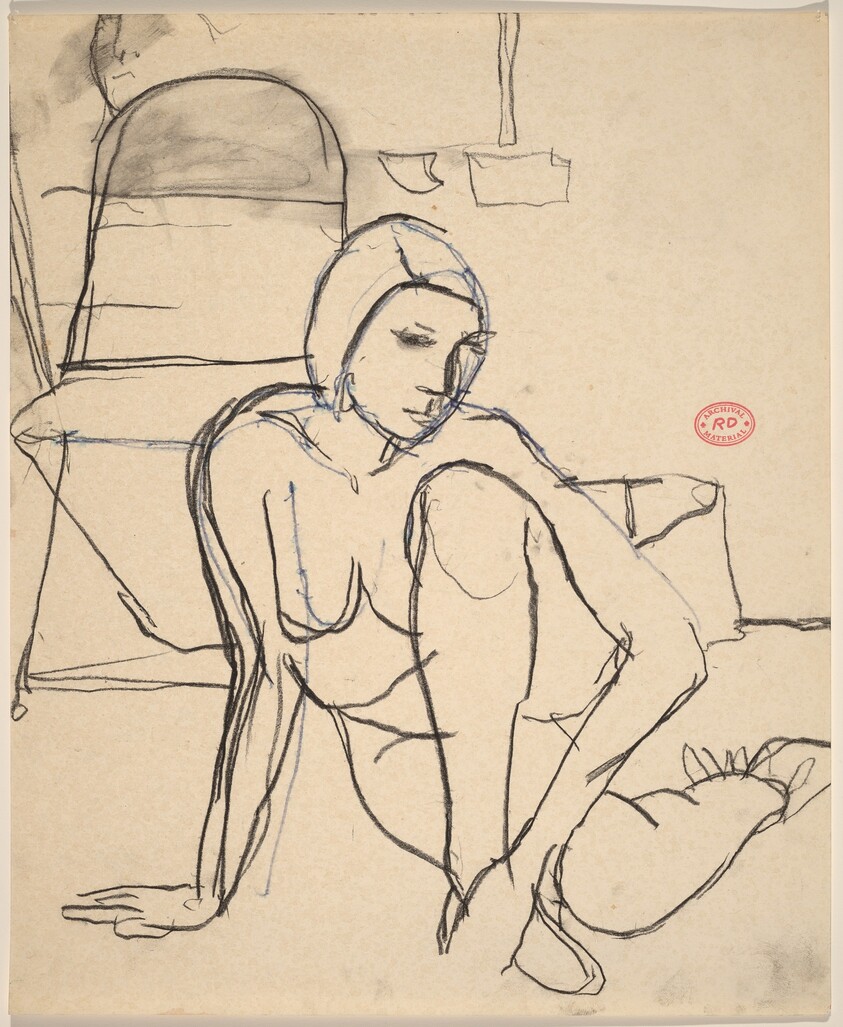 Untitled [female nude seated on the floor]