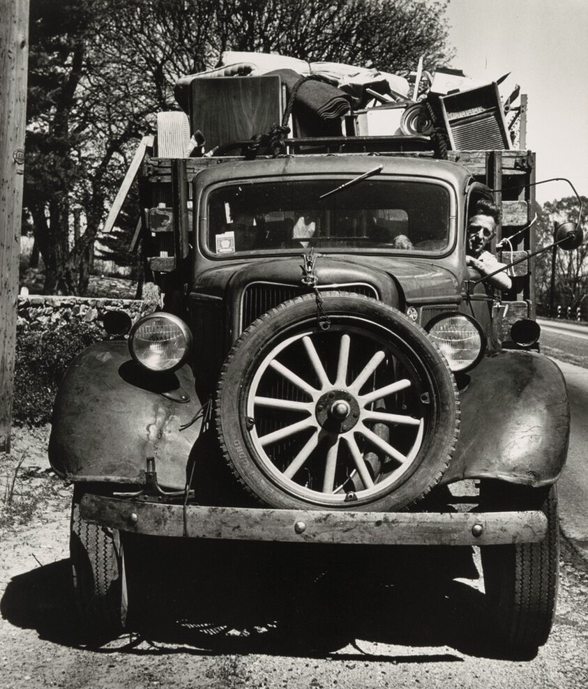 Lancaster County, Pennsylvania. On U.S. Highway 30, between Paoli and Coatesville. Stalled truck loaded with furniture and other household goods