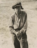 Calipatra (vicinity), California. Native of Indiana in a migratory labor contractor's camp. "It's root hog or die for us folks.", Dorothea Lange, February 1937