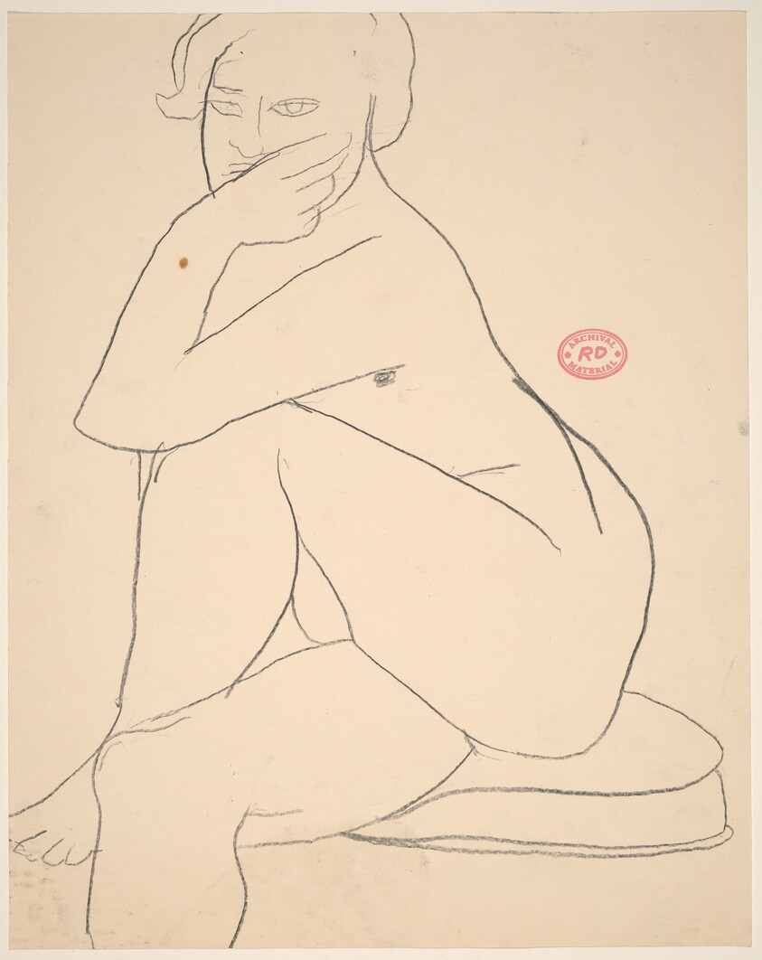 Untitled [seated nude with crossed legs resting her arm on her knee]