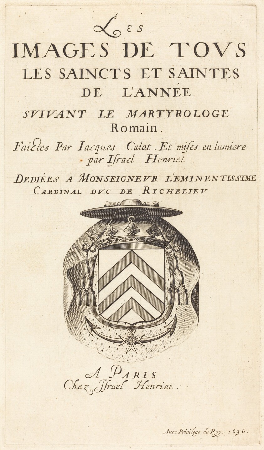 Title Page for Callot's "The Calendar of Saints"