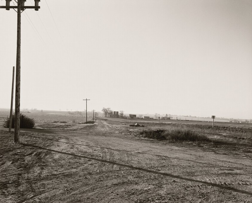 Looking toward the mountains in smog, Weld County, Colorado