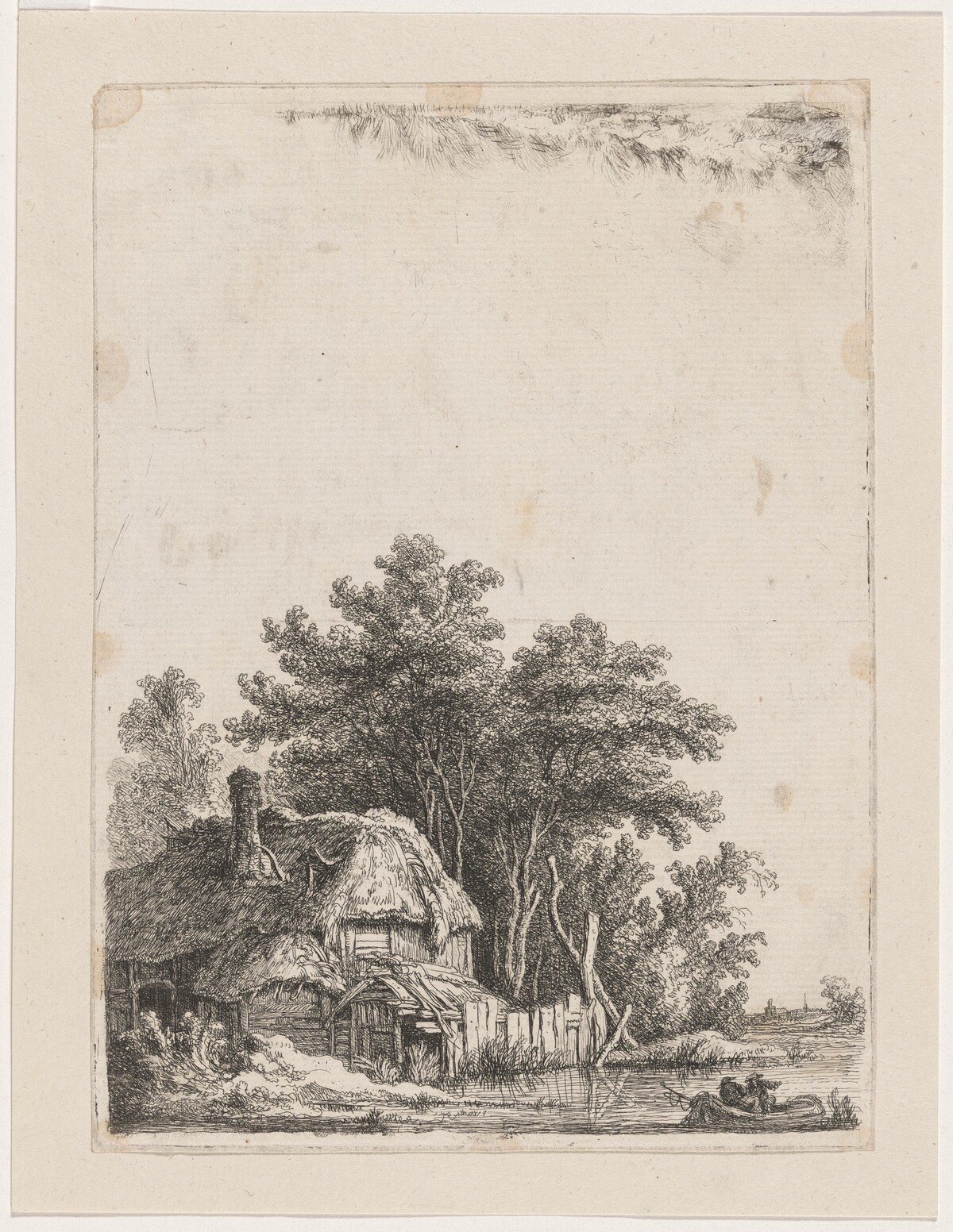 Landscape with Cottage on the Water / Two Men at the Ford