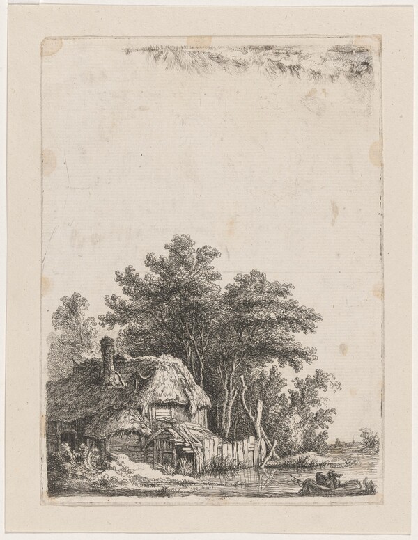 Landscape with Cottage on the Water / Two Men at the Ford