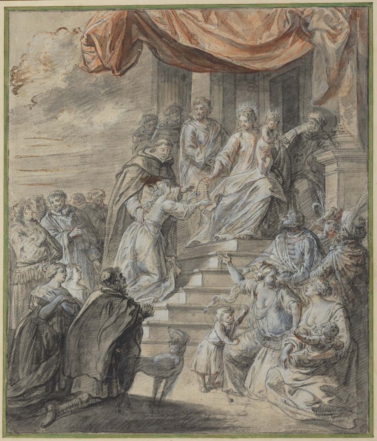 Madonna and Child with Rosary and Saint