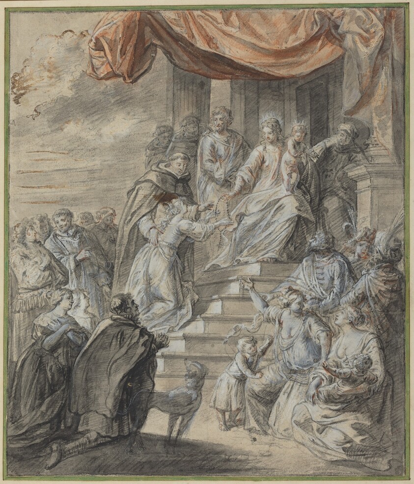 Madonna and Child with Rosary and Saint