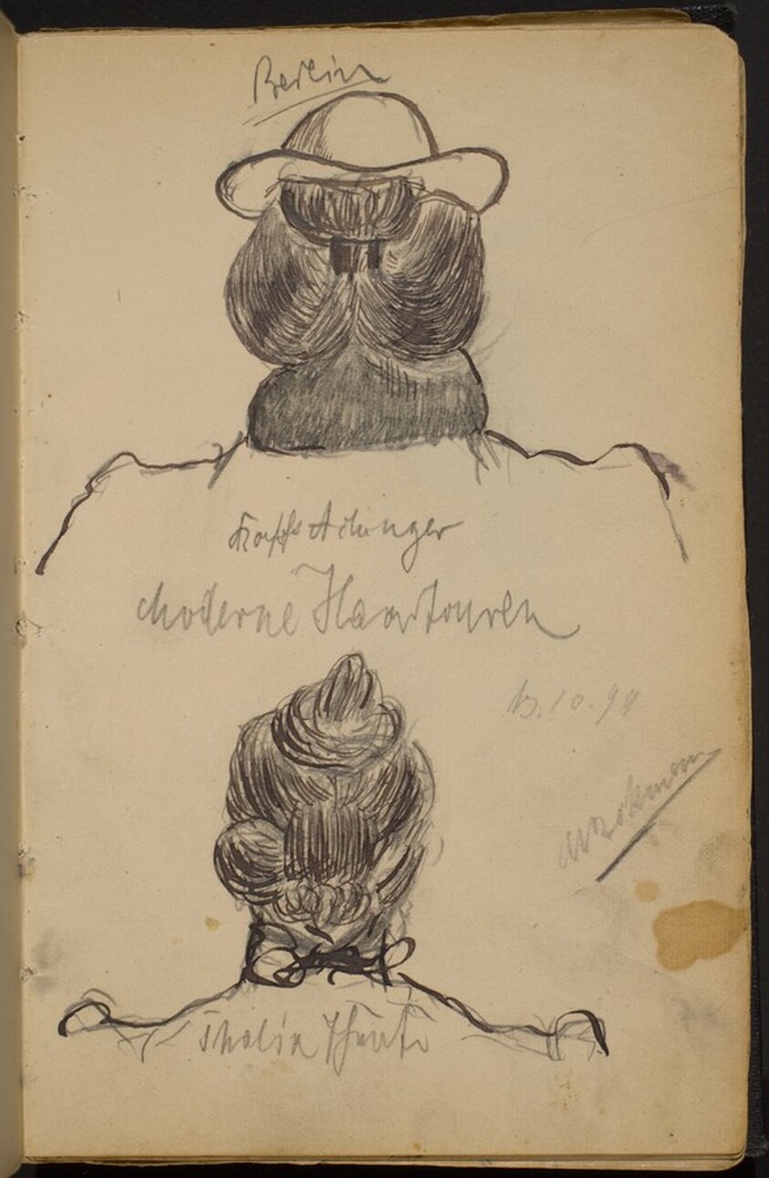 Two Studies of Women's Heads seen from Behind