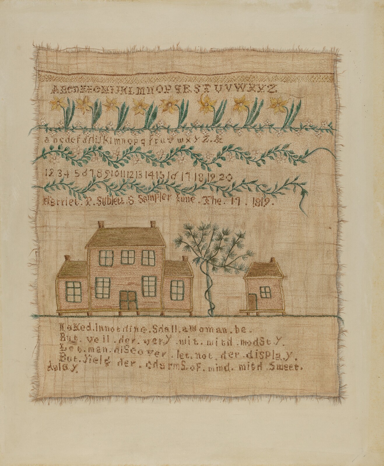 Sampler, Sarah F. Williams, c. 1938