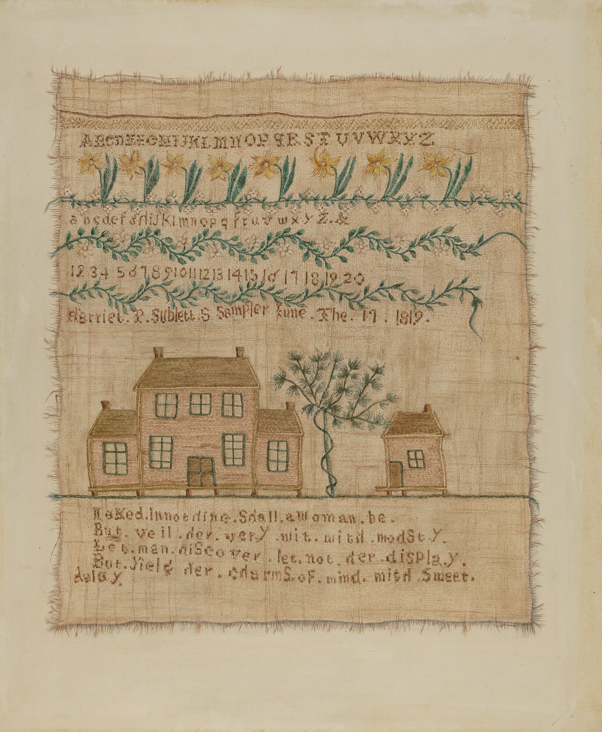 Sampler, Sarah F. Williams, c. 1938