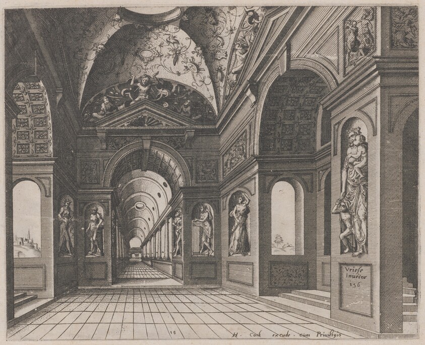 Interior of a Cross-Vaulted Hall Decorated with Grotesques