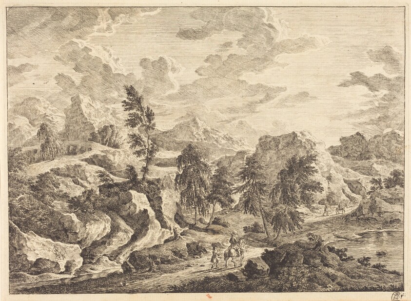 Landscape with the Rising Sun and a Rider with Attendant
