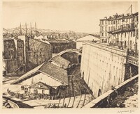 Railway Sheds, Marseilles, Muirhead Bone, 1937