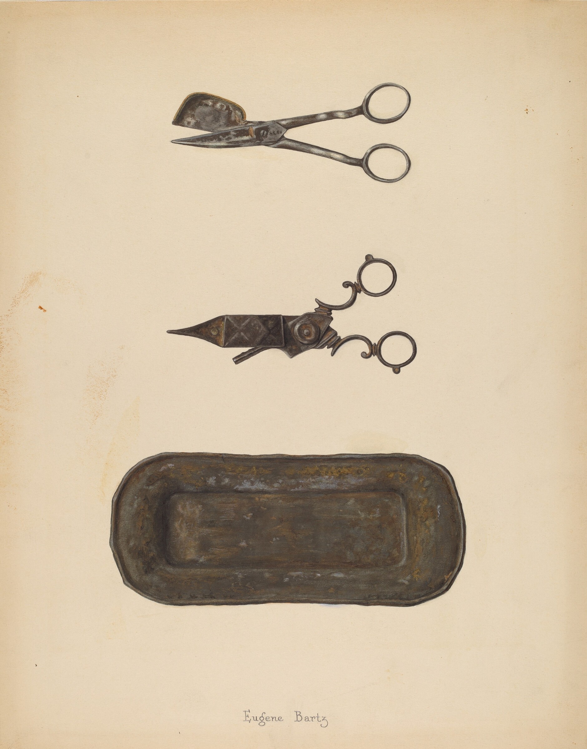 Candle Snuffer, Trimmer & Tray, Eugene Bartz, c. 1937