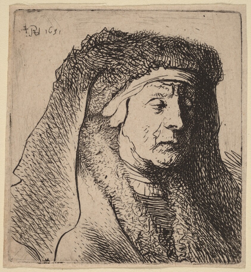 Bust of an Old Woman in a Furred Cloak and Heavy Headdress