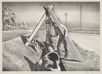 Untitled (Workmen Lowering Pipe Section into a Ditch), Rockwell Kent, 1941