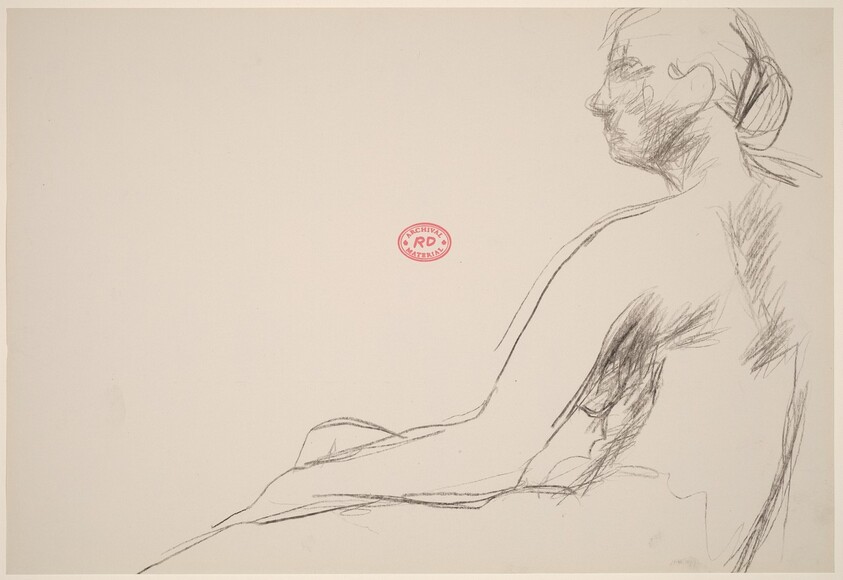 Untitled [profile of a seated female nude]