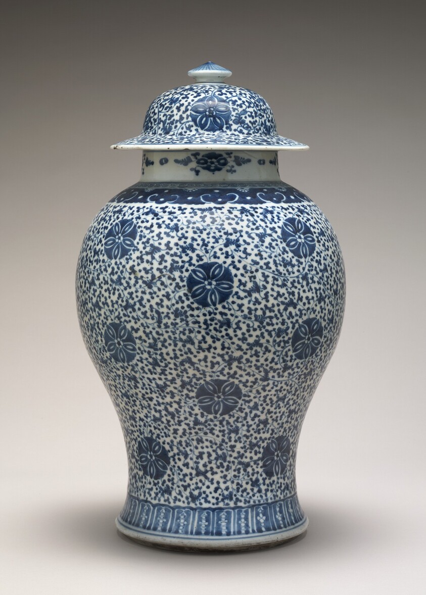 Blue and White Jar with Cover