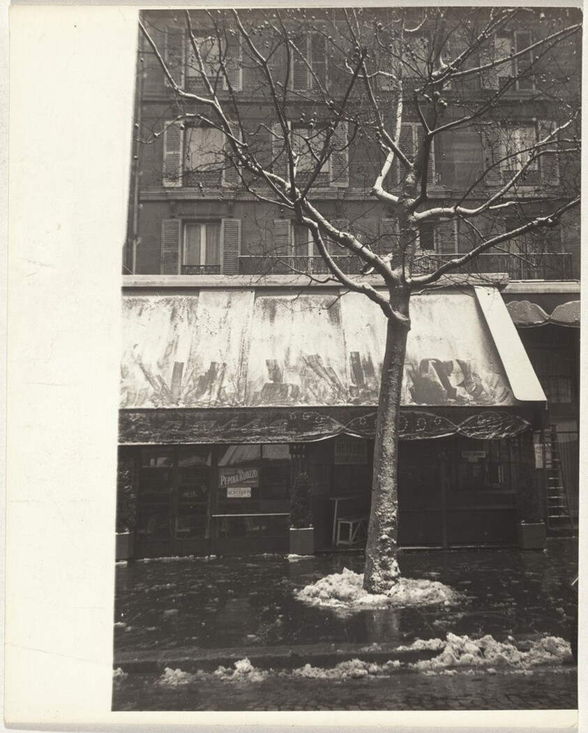 Café front in snow, Paris