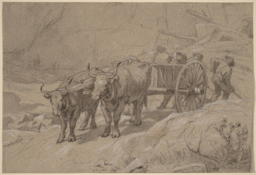 Oxen and Dump Cart