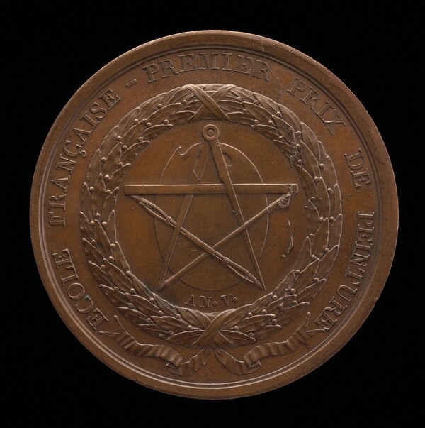 Painter's Tools Surrounded by a Laurel Wreath [reverse]