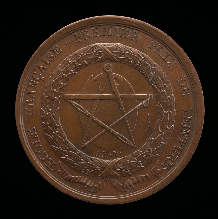 Painter's Tools Surrounded by a Laurel Wreath [reverse]