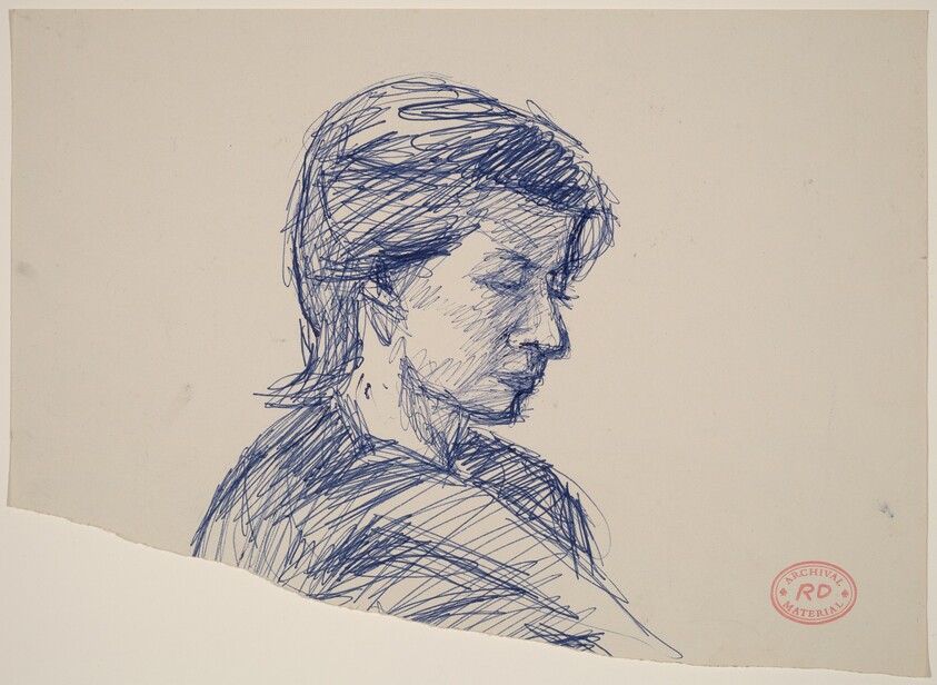 Untitled [head of a woman turned right and looking down]