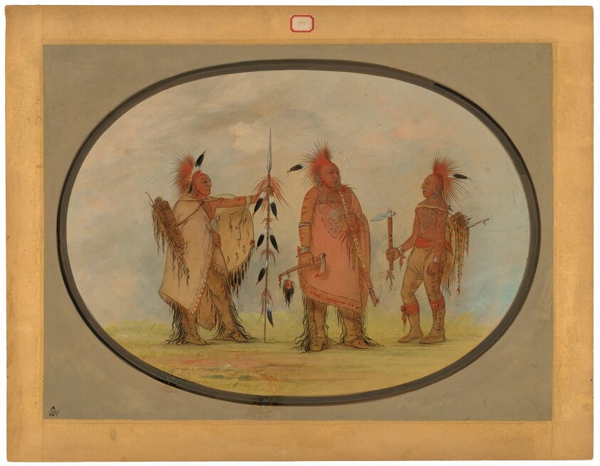 Osage Chief with Two Warriors