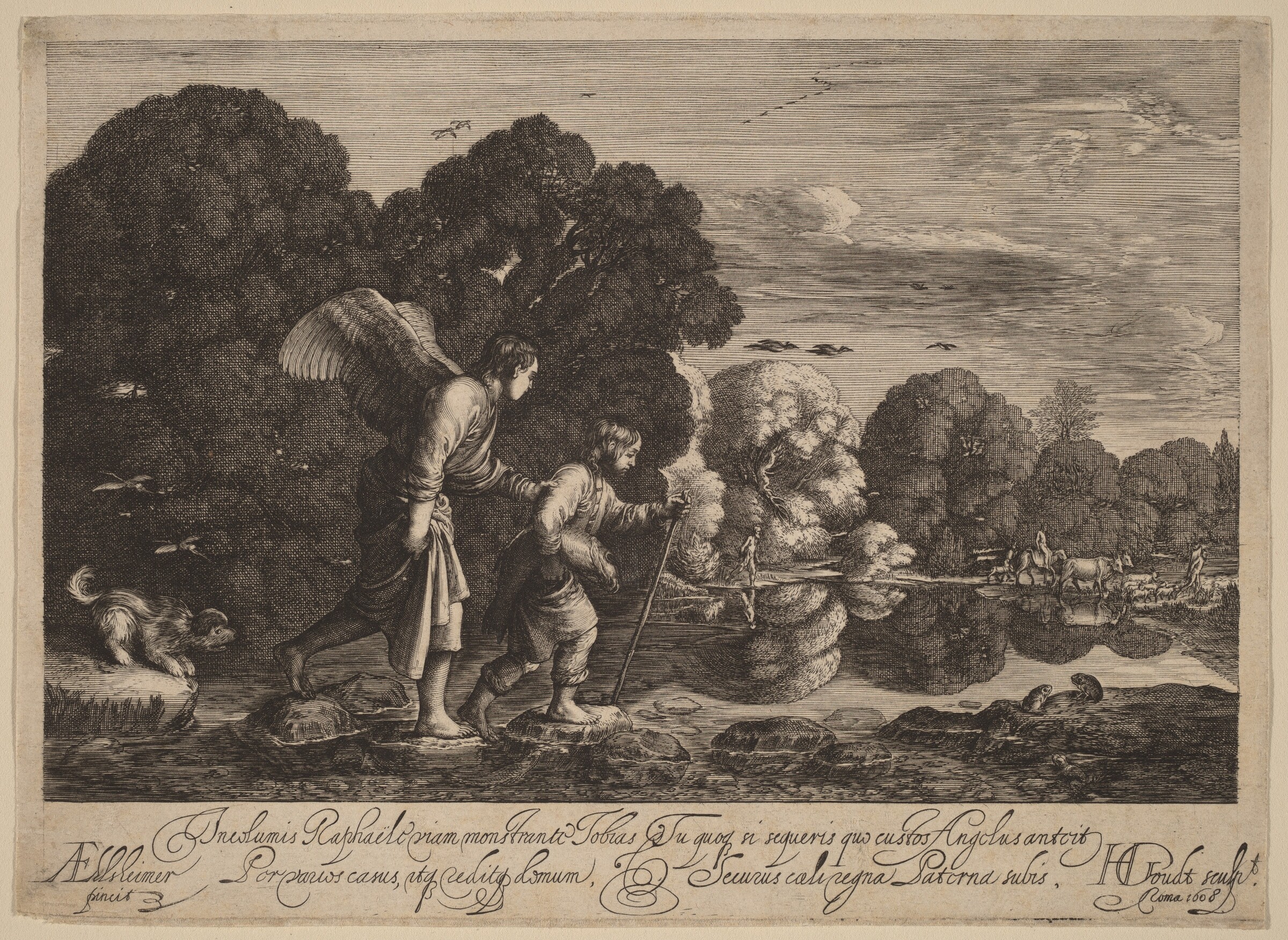 Tobias and the Angel (The Little Tobias), Hendrik Goudt after Adam Elsheimer, 1608