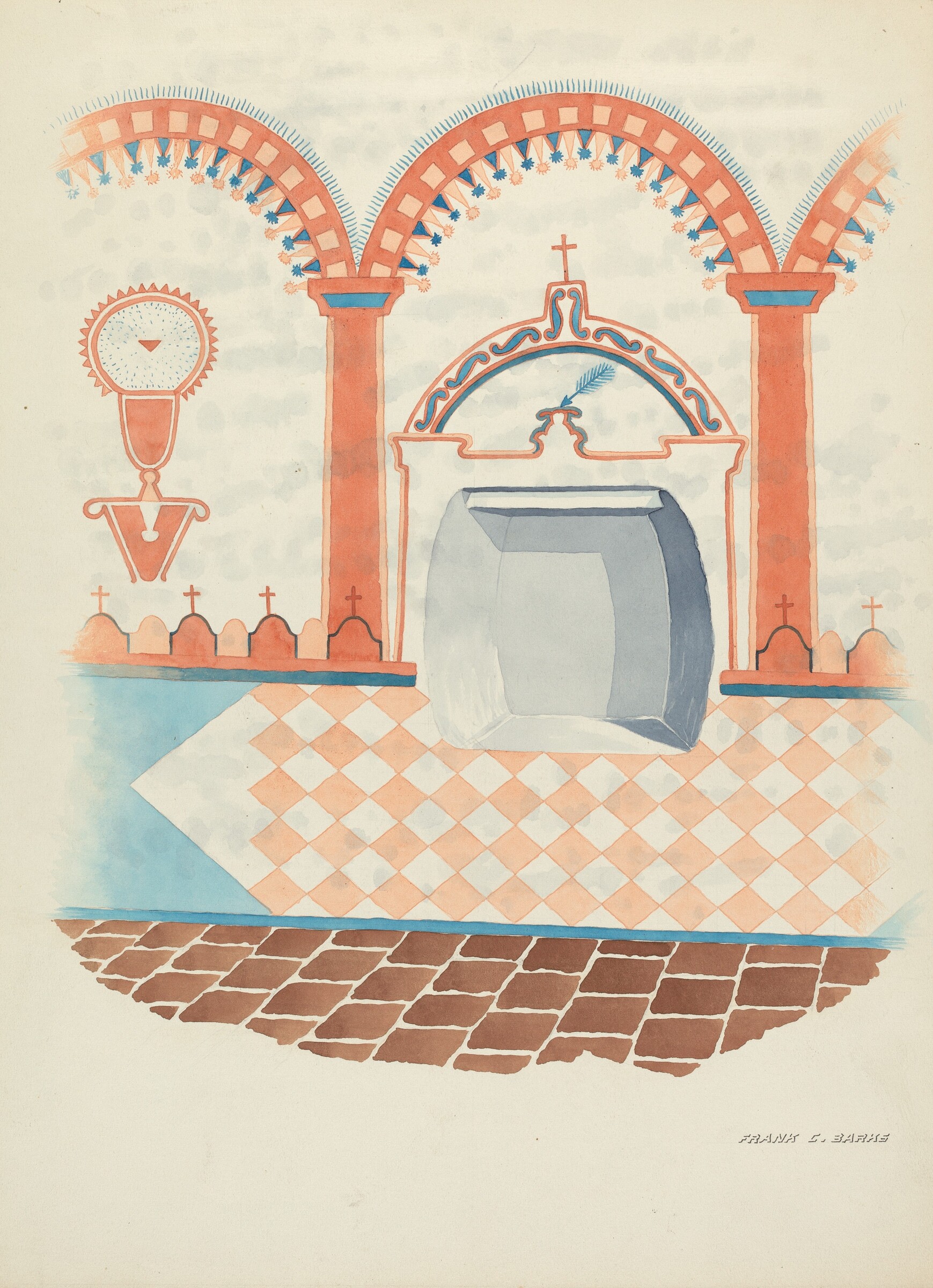 Wall Painting and Baptismal Niche, Frank C. Barks, c. 1938