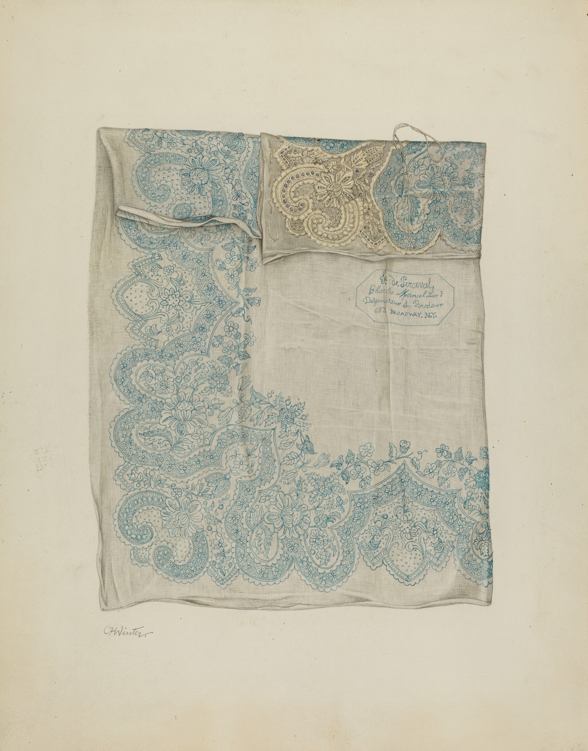 Embroidered Handkerchief, Charlotte Winter, 1935/1942