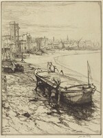 Repairing a Barge, James McBey, 1914