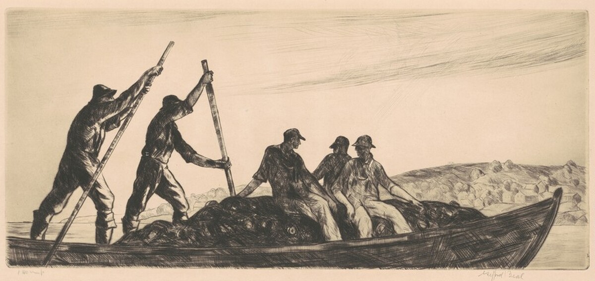 Poling the Seine Boat