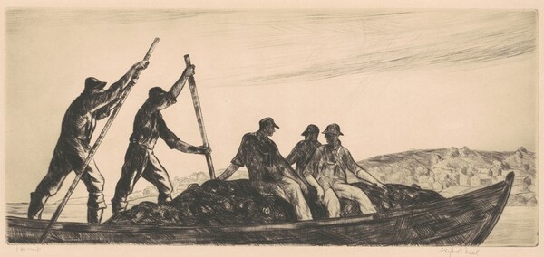 Poling the Seine Boat