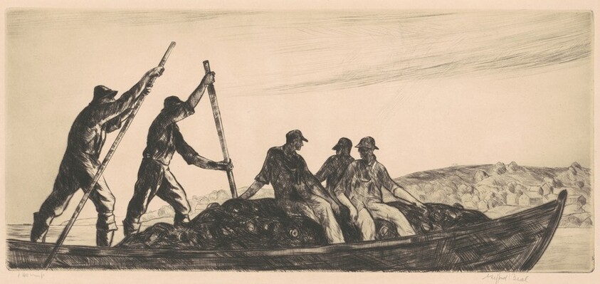 Poling the Seine Boat