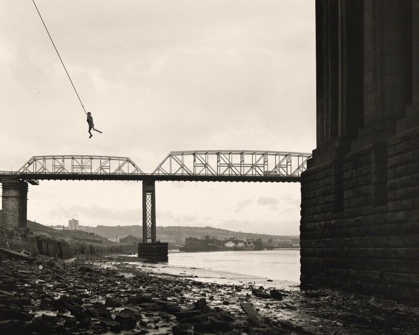 Tarzan Swing off the King Edward Railway Bridge, River Tyne, Gateshead Side