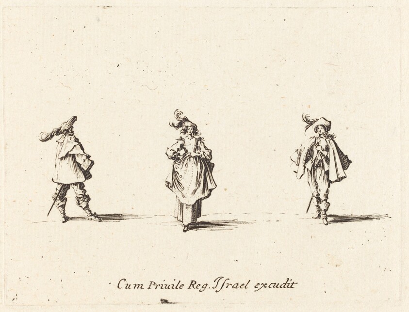 Lady with Plumes, and Two Gentlemen