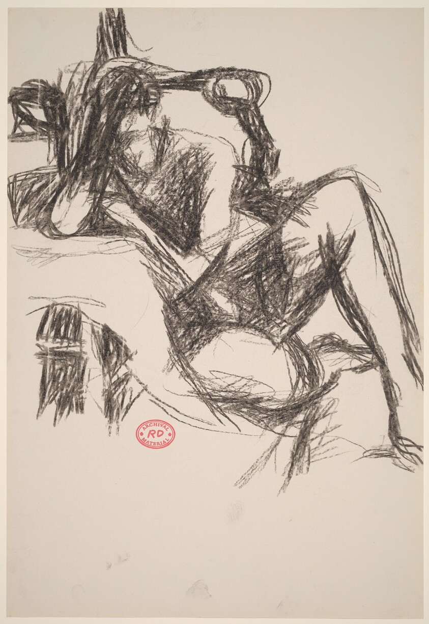 Untitled [seated female nude leaning against a support]