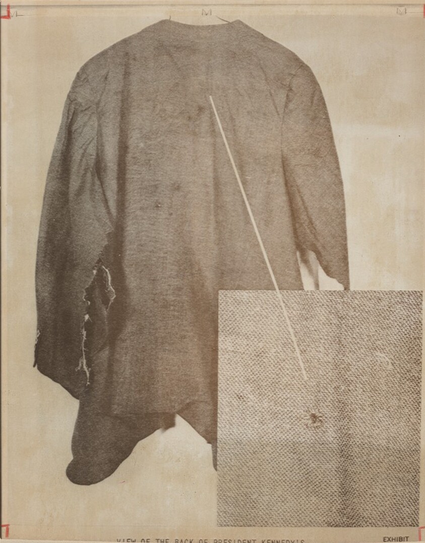 Title from caption on object: “Kennedy's Jacket with Bullet Hole”