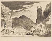 The Circle of the Falsifiers: Dante and Virgil Covering their Noses because of the st, William Blake, 1827