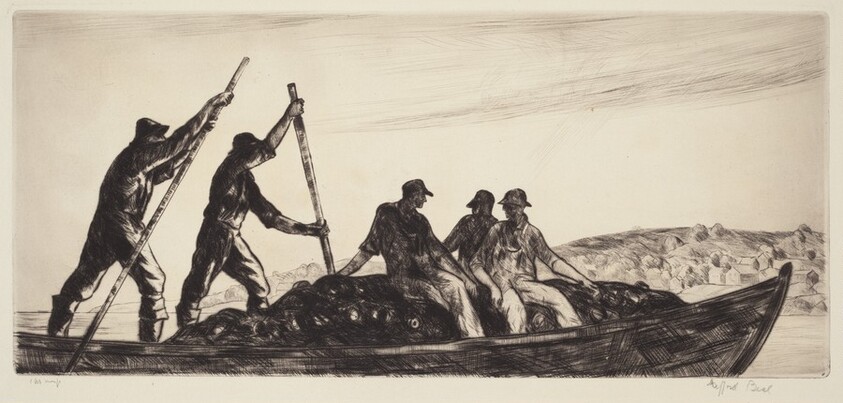 Poling the Seine Boat