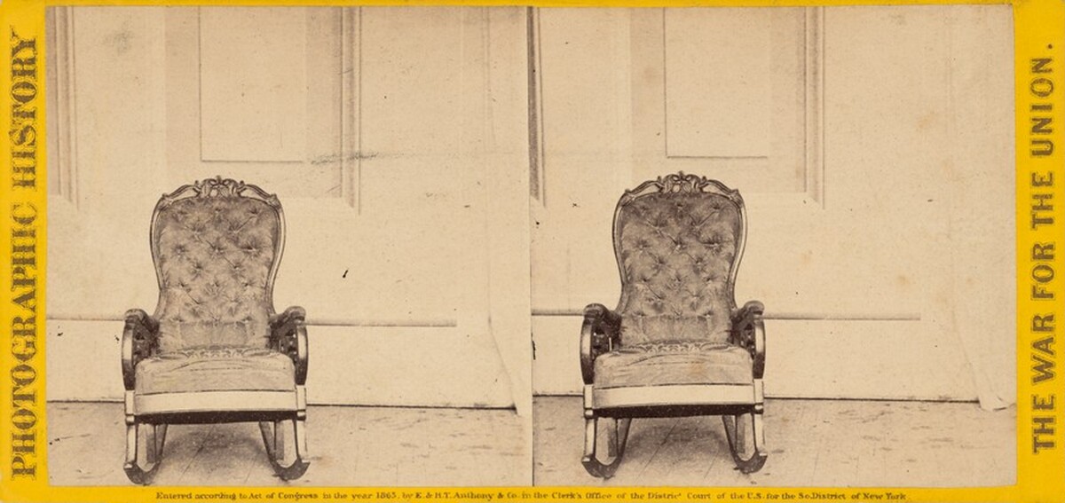 "The Chair That President Lincoln Occupied at the Time of His Assassination at Ford's Theater"