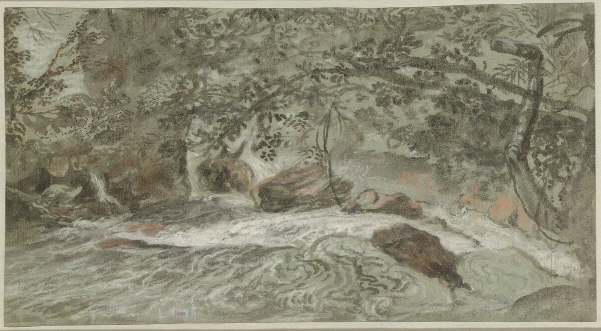 Rapids with Overhanging Branches (verso)