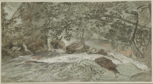 Rapids with Overhanging Branches (verso)